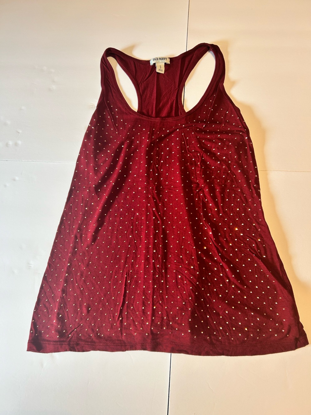 Old Navy Maroon Tank Top with Silver Studs